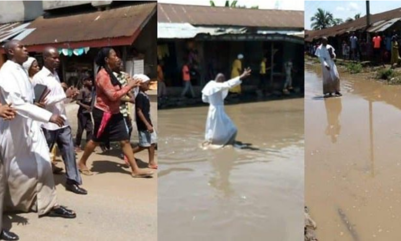 Rev. Fr. leads church members to protest against deplorable road in Abia (Photos)