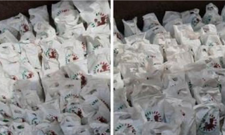 Branded Bags Of Rice With Labour Party Logo Surface Online