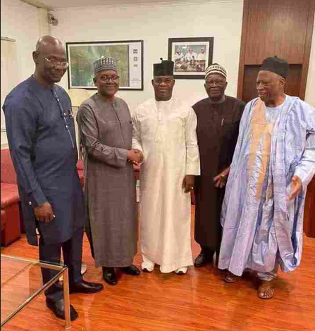 Yahaya Bello and Dangote reconcile, settle rift over Obajana Cement [PHOTOS]